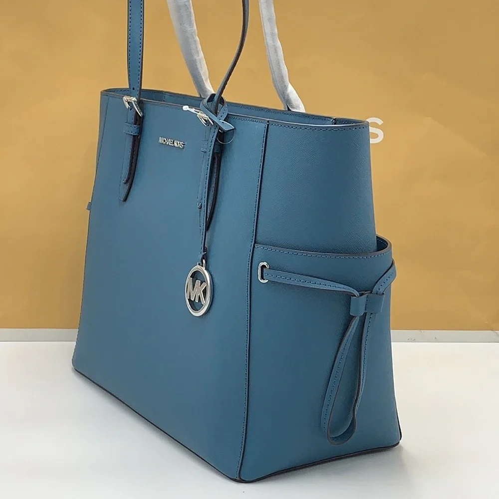 MICHAEL KORS Gilly Large Saffiano Leather Tote Bag TEAL COLOR